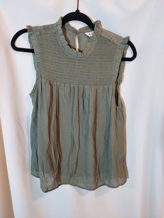 Nanette Lepore Tops - Nanette Nanette Lepore Ruffle Neck Smocked Boho Top - Olive NWT
